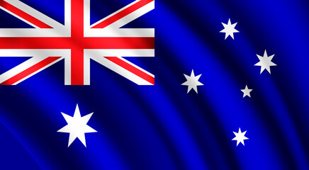 Happy Australia day 26 january festive background with flag, balloon, confetti, ribbon with national colors. Blue, red, white. Template design layout for card, banner, poster, flyer, card. Union jack