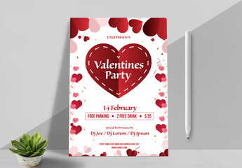 Happy Valentines Party Flyer Layout Design
