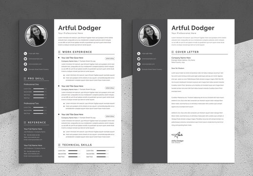 Black and White Resume Layout