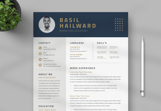 Simple Resume Layout with Top Bar