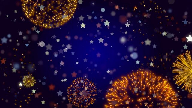 blue gold stars crackers background pattern