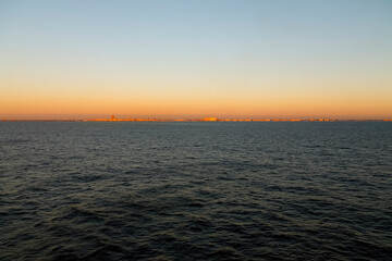 The city of Ostend is on the horizon