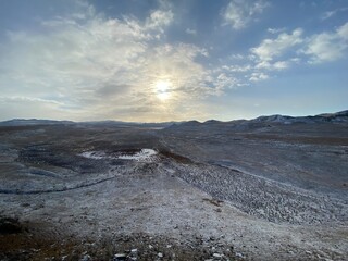 snow covered mountains