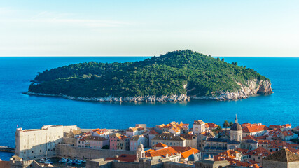 Fototapeta na wymiar Island Lokrum and old city Dubrovnik