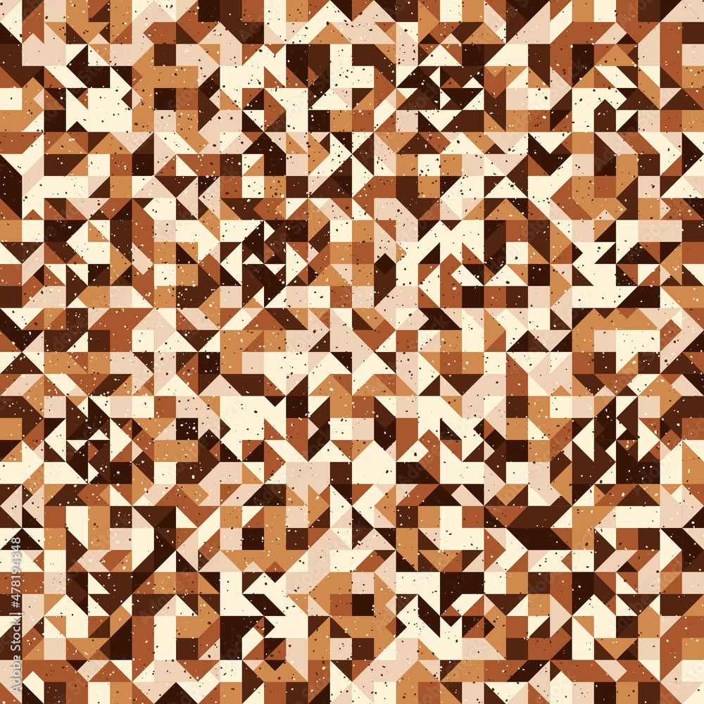 Fototapete coffee brown pattern of triangles resembling broken shapes. vector from kaleidoscopic shapes, mosaic