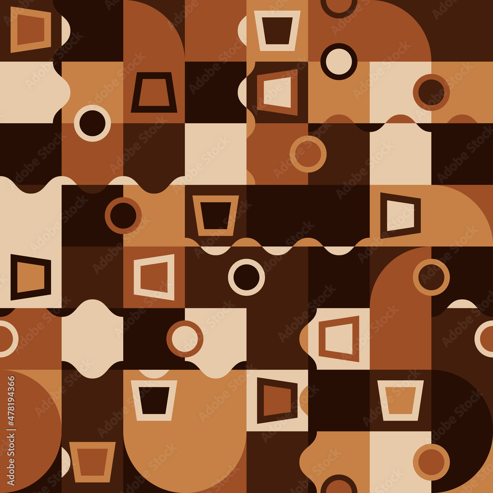 Aufkleber abstract tiles of brown color. vector coffee texture from unusual shapes, creative execution, decor 