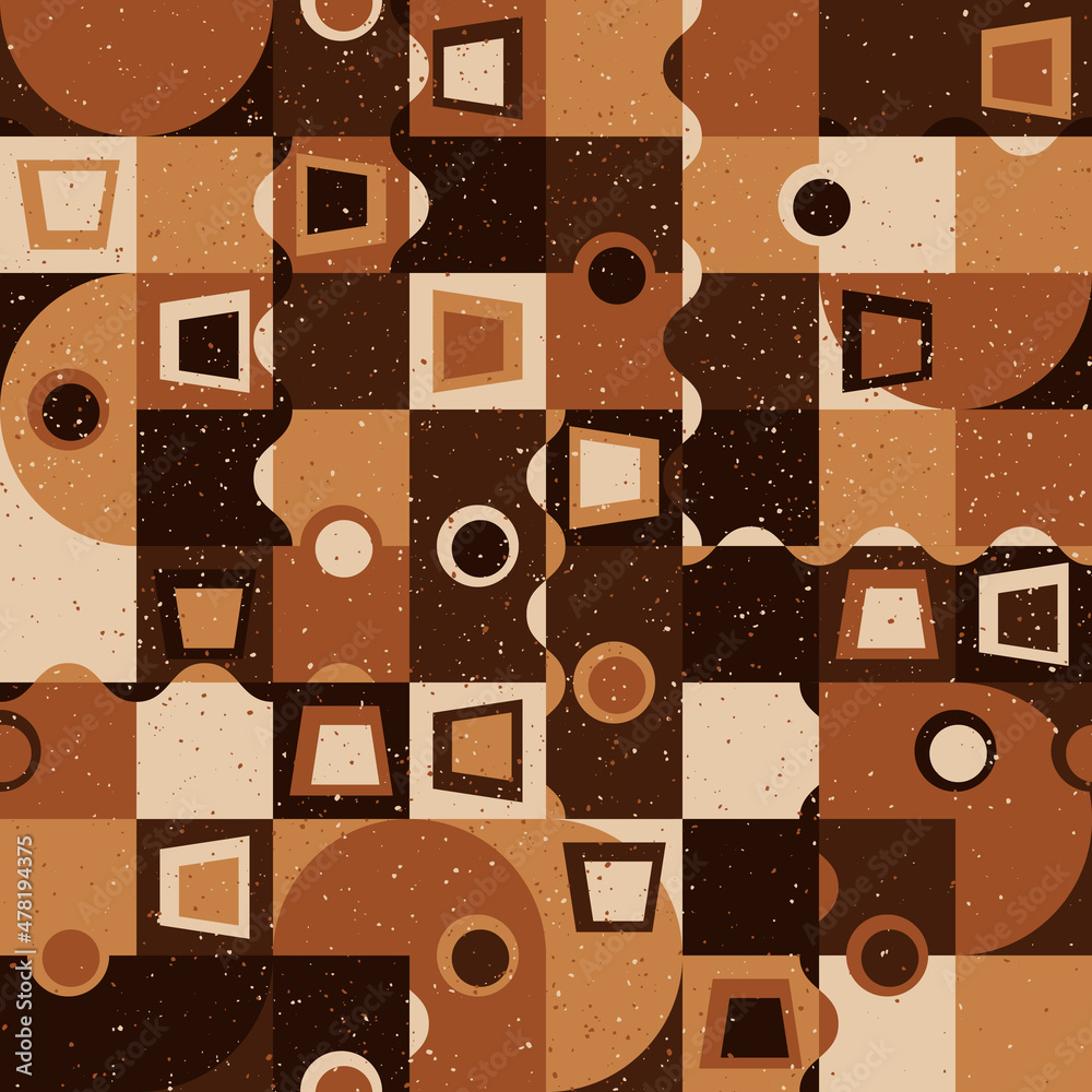Aufkleber Abstract tiles of brown color with grain. Vector coffee texture from unusual shapes, creative execution, decor.