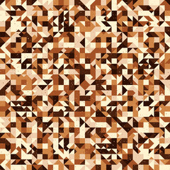 Coffee pattern of triangles resembling broken shapes. Vector from kaleidoscopic shapes, mosaic and geometric coffee roughness.