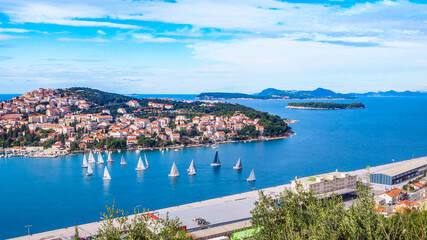 Naklejka na ściany i meble Dubrovnik port Gruz, Sailing yachts regatta