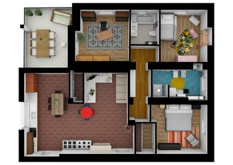 Floor plan. Color floor plan for marketing. 3D.