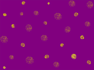 Gold stars on velvet violet background. Vector seamless background. Golden patterns. Trendy background for branding, poster, calendar, colorful card, banner, cover, website, post. Vector