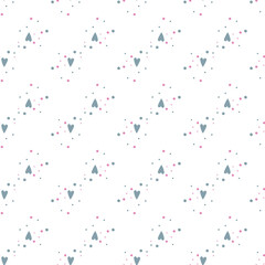 Seamless background with colorful hearts. Decorative gender neutral pattern in minimalists style.