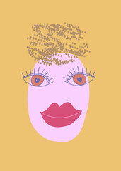 Cute girl romantic vector illustration. Graphic design element.