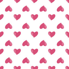 Minimalists style hearts seamless pattern. Valentines day background.