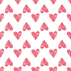 Minimalists style hearts seamless pattern. Valentines day background.