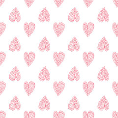Minimalists style hearts seamless pattern. Valentines day background.