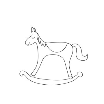 Vintage rocking horse toy. Sketches style vector illustration.
