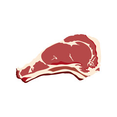 Sliced piece of fresh cattle meat in a flat illustration style on a white background