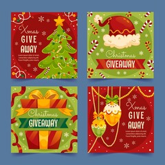 gradient christmas giveaway banners collection abstract design vector illustration