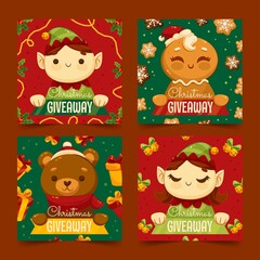 gradient christmas giveaway banners collection abstract design vector illustration