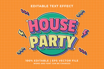 Editable text effect - House Party Cartoon template style premium vector