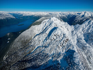 Stock Aerial Photo of Golden Ears Peak in Winter, Canada