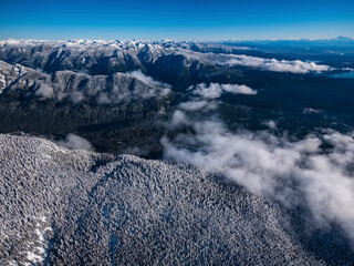 Stock Aerial Photo of North Shore Mountains in Winter, Canada