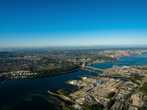 Stock aerial photo of Iron Workers Memorial Bridge North Vancouver, BC, Canada © Overflightstock