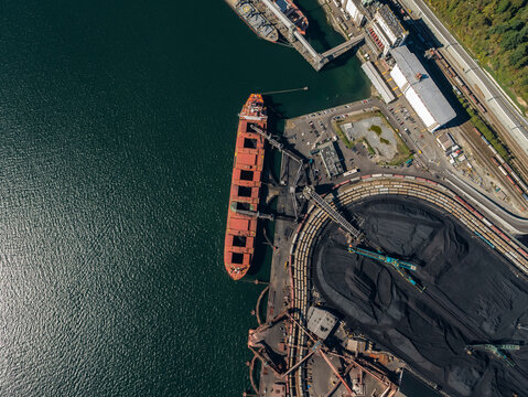 Stock aerial photo of Neptune Terminals North Vancouver, Canada