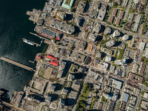 Stock aerial photo of Lonsdale Quay North Vancouver, Canada