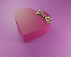 3D Illustration of pink heart gift box
