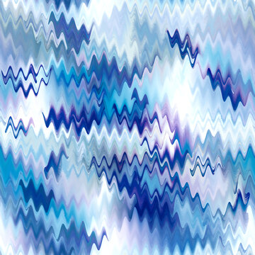 Wavy summer dip dye boho background. Wet ombre color blend for beach swimwear, trendy fashion print. Dripping paint digital fluid watercolor meelt effect. High resolution seamless pattern material.
