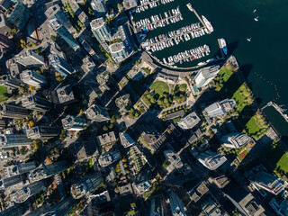Stock aerial photo of Coal Harbour Vancouver, Canada - obrazy, fototapety, plakaty