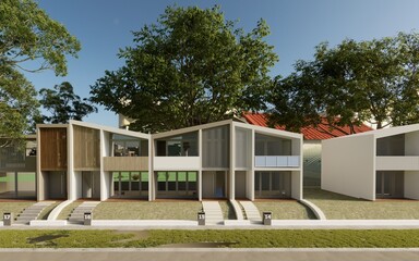 3d render of house exterior view