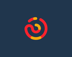 Fototapeta premium Abstract target logo design from colorful lines. Universal maze, fingerprint, goal vector sign icon logotype.