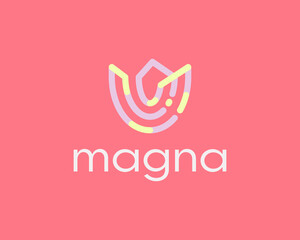 Abstract flower logo icon vector design from colorful lines. Creative colorful garden, boutique, salon symbol sign logotype in minimalist style.