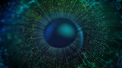 Concept of Futuristic Digital Biometric Security Screening of a Human Eye or Iris
