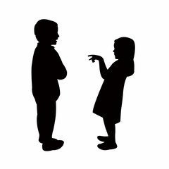 a boy and a girl making chat, silhouette vector