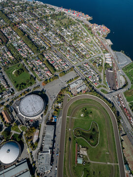 Stock aerial photo of PNE Vancouver, Canada