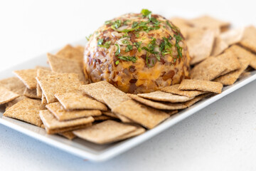 Cheese Ball and Crackers 