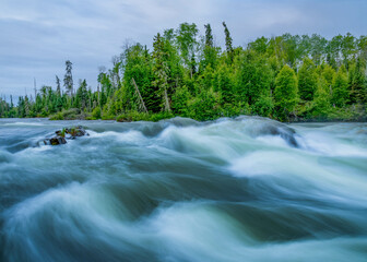 Northern Canadian Shield River and Lake System in Summer 