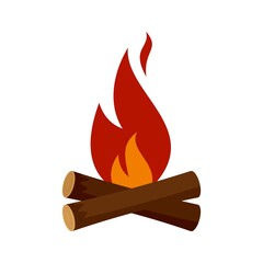 Hunter campfire icon flat isolated vector