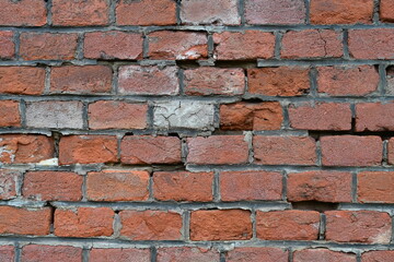 Texture of a wall from old red bricks.