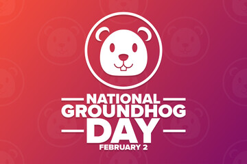 National Groundhog Day. February 2. Holiday concept. Template for background, banner, card, poster with text inscription. Vector EPS10 illustration.