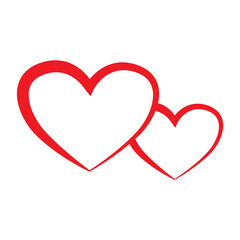 Vector sign two Red hearts isolated on white background