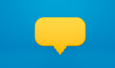 Yellow speech bubble . 3d rendering on blue background.