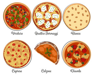 Drawing Pizza Toppings Part 01 / Zeichnungen Pizza Beläge Teil 01: Verdure, Quattro Formaggi, Bianca, Caprese, Calzone & Diavola
