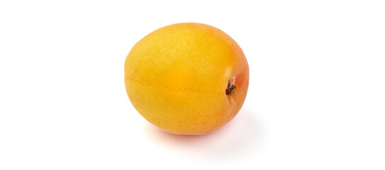Sweet juicy apricot, close-up, isolated on white background.