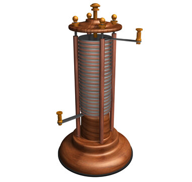 Alessandro Volta Pile or Battery. 3D Rendering Illustration of a Pile or  Battery designed, invented and created by Alessandro Volta in the XVIII.  Stock Illustration | Adobe Stock