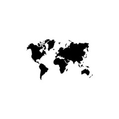 World map vector modern. Earth map vector outline silhouette isolated on white background.